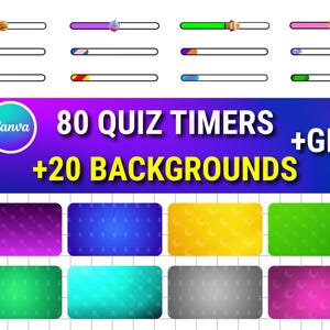 80 Quiz Timers + 20 Backgrounds | Canva Templates | Green Screen Timers | Quiz Creator Bundle. Instant Download | YouTube Quiz | Trivia Game