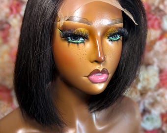 Peluca bob Noir Muse de cabello humano de 8 pulgadas, cierre 5x5, densidad 210.