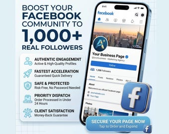 1000 Facebook-volgers | Pagina-promotieservice | Snelle levering | Geen wachtwoord vereist