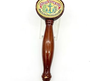Mango para grifo de cerveza Anchor Steam de 33 cm (13"), de tres lados, de madera y latón, estilo vintage para cervecería.