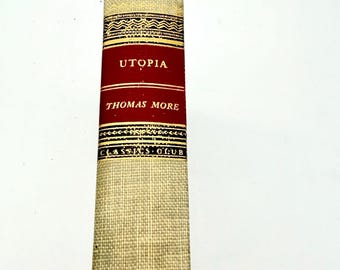 Walter J Black Hardcover Book Tweed Cloth Vintage Green 1947 Utopia Thomas More