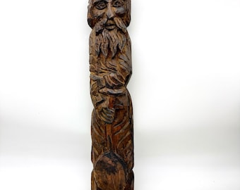 Figura vintage de madera tallada a mano de Santos, San Isidro, patrón de los jardineros.