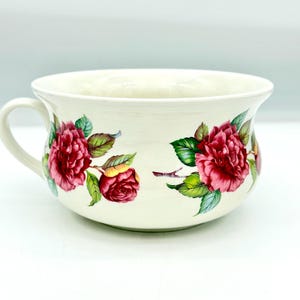 Portmeirion Pottery England Pink Rose Floral Chamber Pot Planter Crazed Vintage