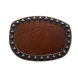 Squared Oval with Leather Belt Buckle Available in Distressed White Vintage Brown Black and Brown Leather Fits All 1.5 Wide Belts image 4