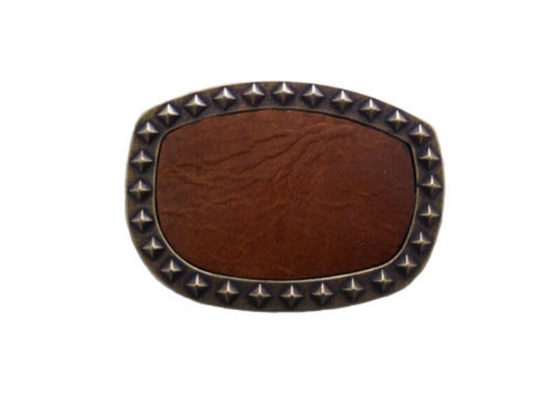 Squared Oval with Leather Belt Buckle Available in Distressed White Vintage Brown Black and Brown Leather Fits All 1.5 Wide Belts image 4