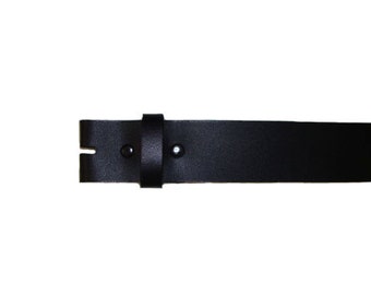 Smooth Black 1.5" Wide Leather Belt - Available up to Size 40