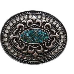 Oval Ornament Stones and Crystals Belt Buckle Available in Various Stones and Crystals Fits All 1.5 Wide Belts image 2