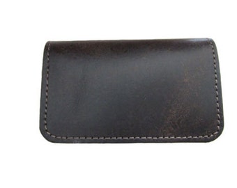 Handmade Twofold Business Leather Wallet - Available in Vintage Brown and Glossy Black