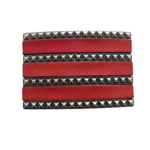 Leather Stripes Belt Buckle Available in Black Vintage Brown Distressed White and Red Fits All 1.5 Wide Belts image 1