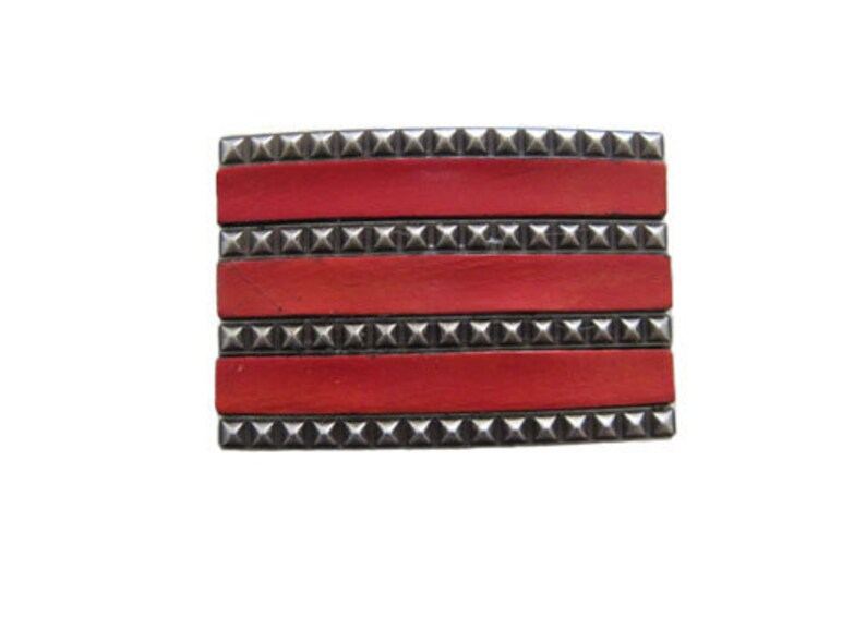 Leather Stripes Belt Buckle Available in Black Vintage Brown Distressed White and Red Fits All 1.5 Wide Belts image 1