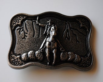 Lightning Cowboy Belt Buckle - Available in Silver -  Fits All 1.5" Wide Belts