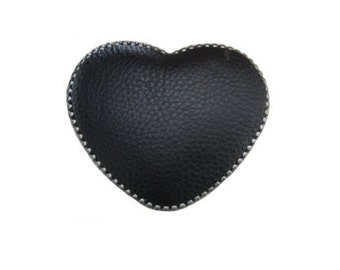 Heart Leather Belt Buckle - Available in Black and Red - Fits All 1.5" Wide Belts