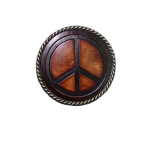 Circle Rope Bordered Peace Leather Belt Buckle - Available in Silver and Gold - Fits All 1.5" Wide Belts