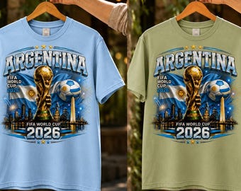 Camiseta de Argentina para la Copa Mundial de la FIFA 2026, aficionado al fútbol argentino, camiseta gráfica de la Copa Mundial de Fútbol, camiseta del trofeo, imagen PNG de la Copa Mundial, regalos de fútbol
