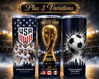 Diseño de vaso para la Copa Mundial de la FIFA 2026, aficionados al fútbol de EE. UU., Canadá y México, impresión digital por sublimación en formato PNG, diseño de fútbol para la Copa Mundial 2026.