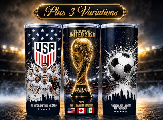FIFA World Cup 2026 Tumbler Wrap, USA Canada Mexico Soccer Fans, Digital Sublimation PNG, World Cup 2026 Football Design