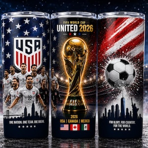 20oz Skinny Tumbler Wrap PNG with USA Soccer Team, FIFA World Cup 2026 Trophy, American Flag, Soccer Ball, Patriotic Sports Design, Sublimation Tumbler Template, USA Football Fan Gift, Instant Download PNG for Tumblers, FIFA World Cup 2026 USA Tumbler Wrap PNG featuring USA Soccer Team, World Cup Trophy, American Flag Background and Soccer Ball Design for 20oz Skinny Tumblers, Patriotic Sports Sublimation PNG, Football Fan Gift Digital Download