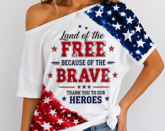 Patriotic USA Shirt PNG, Land of the Free Because of the Brave, 4th of July Sublimation, Veteran Gift, Memorial Day Design