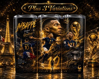 Diseño de vaso térmico de Mbappé para la Copa Mundial de Fútbol 2026 – 591 ml (20 oz), sublimación, diseño de jugador de fútbol, descarga instantánea, regalo único de la FIFA.