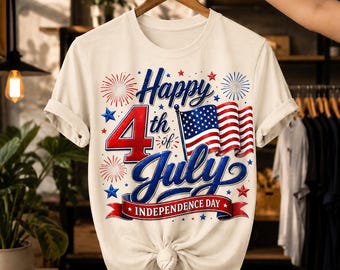 4th of July Tumbler Wrap PNG, Independence Day Sublimation Design, USA Flag Fireworks Shirt, Patriotic Happy 4th July Digital Download
