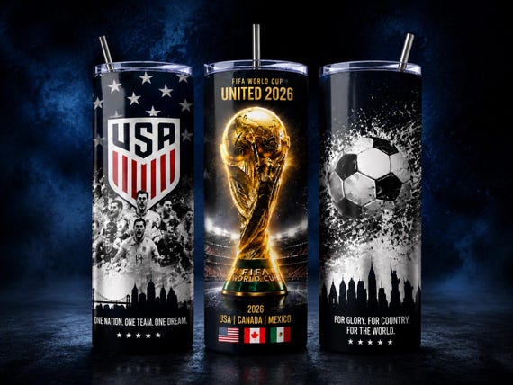 FIFA World Cup 2026 Tumbler Wrap, USA Canada Mexico Soccer Fans, Digital Sublimation PNG, World Cup 2026 Football Design