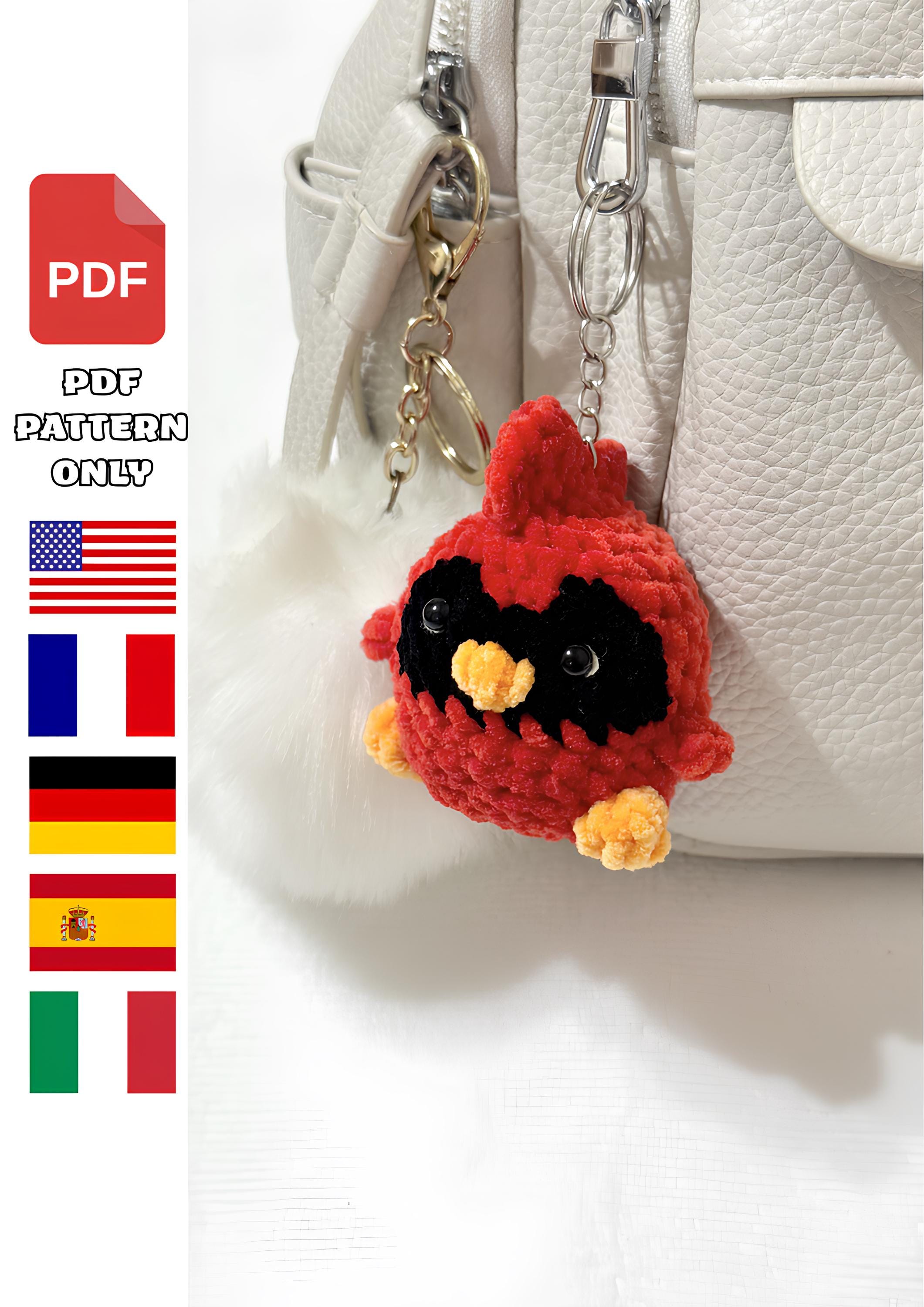 35 Cardinal Crochet Patterns to Stitch for Gifts, Decor, and Bird Lovers 22 Mini Cardinal Keychain. Low sew. Pattern. Amigurumi.