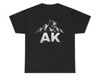 AK Alaskan Mountain Husky Tee | AK logo, mountain dog graphic