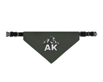 Alaska Mountain AK Clip-on Pet Bandana | Dog Cat Neck Accessory