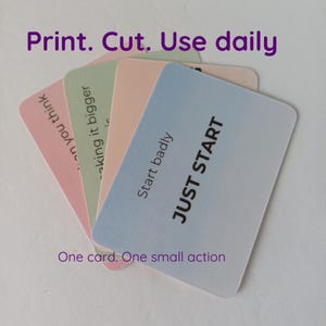 Tarjetas de afirmaciones imprimibles para controlar el exceso de pensamiento, tarjetas de reinicio matutino en PDF, mazo de motivación diaria, ayuda para la ansiedad, descarga instantánea.