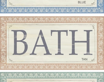 Vintage look Bath Sign, Shabby Chic Bath Decor, Bathroom wall decor, Three Colors Available, Bath decor sign, Retro Bath Decor