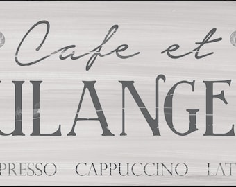Cafe et Boulangerie French kitchen sign, Cappuccino,Espresso,Latte sign, distressed French cafe decor