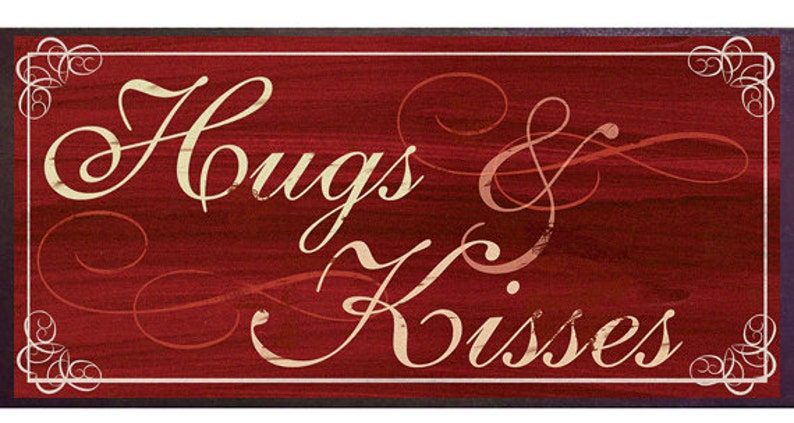 Valentine Hugs and Kisses Wall Decor, Love sentiment, Valentines Day sign image 1