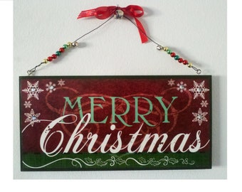 Christmas Sign,Merry Christmas ,Decorative  Wood Holiday sign, Holiday decor ,Winter Snowflake Christmas sign,
