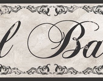 El Bano Sign, Victorian Black and White Bathroom Decor,Spanish Powder Room decor,Vintage Spanish Bath decor, two sizes available