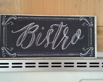 Bistro Chalkboard Sign, Vintage French Kitchen Decor