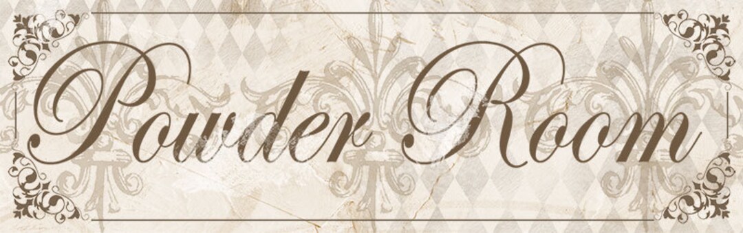 Powder Room Vintage Look Sign, Powder Room Decor, Bathroom Wall Decor ...