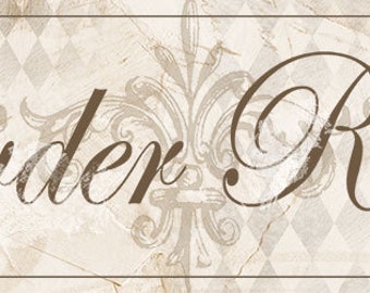 Powder Room Vintage look Sign, Powder Room decor, Bathroom wall decor, Sepia toned Bathroom decor,vintage bath