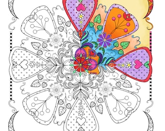 Floral Mandala to color, Line art Mandala to color,Pretty Design for Coloring, Downloadable print to color, Fun design to color for all ages