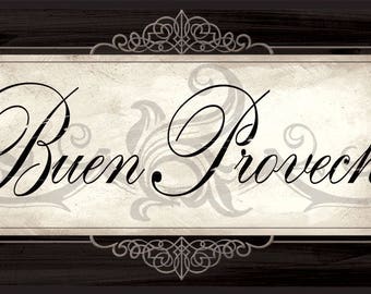 Buen Provecho Sign, Italian Kitchen and Dining Decor