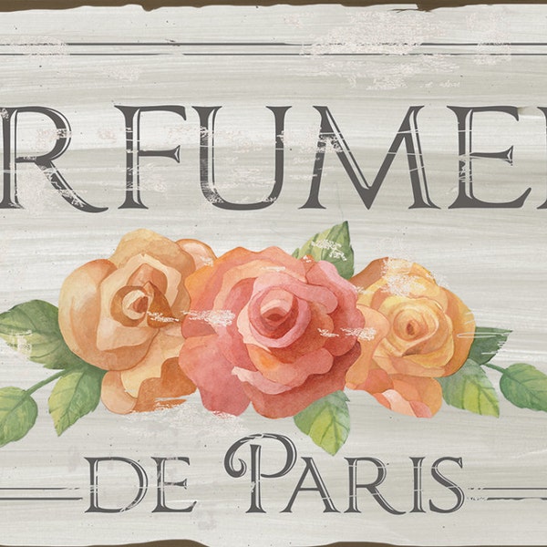 French Bath decor, Parfumerie de Paris, shabby chic French bath, Pretty Bath decor,Roses Parfum,French Decor