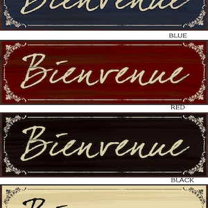 Bienvenue French Welcome  wood wall decor available in four colors