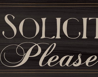 No Soliciting Please Door Sign,No Solicitor, Privacy Sign, Wood Look Door Decor, Porch Sign, 5 Colors Available