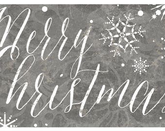 Christmas sign,Vintage Look Merry Christmas, Gray Damask with Snowflakes, Gray White Christmas Sign, Modern Victorian Christmas decor