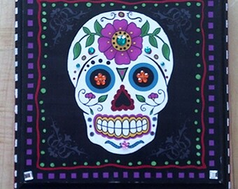 Sugar Skull Art,Halloween Decor, Day of the Dead, Skull art Plaque,Dios de los Muertos