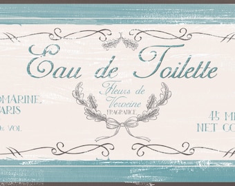 Eau de Toilette French Bath Sign, Distressed Shabby Chic Style , Vintage French bath,Rustic Bath Sign