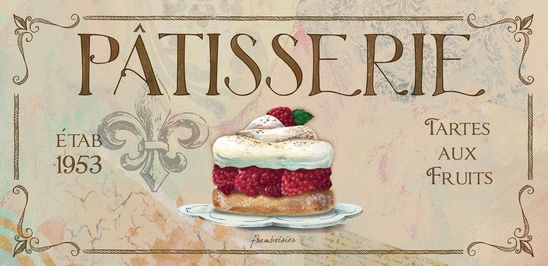 Patisserie IV French Wall Decor, French Pastry, French Kitchen Decor