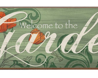 Welcome to the Garden Decorative Wood sign, Vintage Garden Decor, Decorative Garden Sign, Floral Garden Sign,Two sizes Available