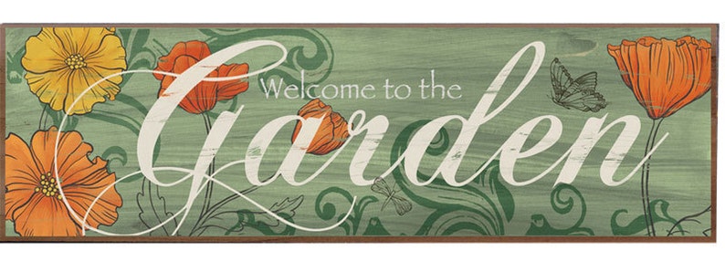 Welcome to the Garden Decorative Wood sign, Vintage Garden Decor, Decorative Garden Sign, Floral Garden Sign,Two sizes Available image 1