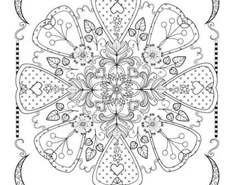 Floral Mandala to color(large) Downloadable print to color, Fun design to color for all ages