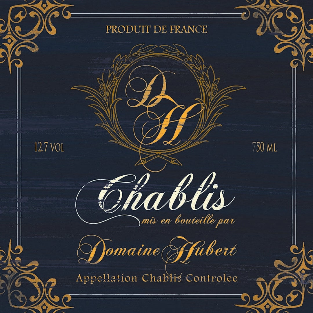 French Wine Label Art Chablis , Vintage Wine Label Design,10x10" Retro ...